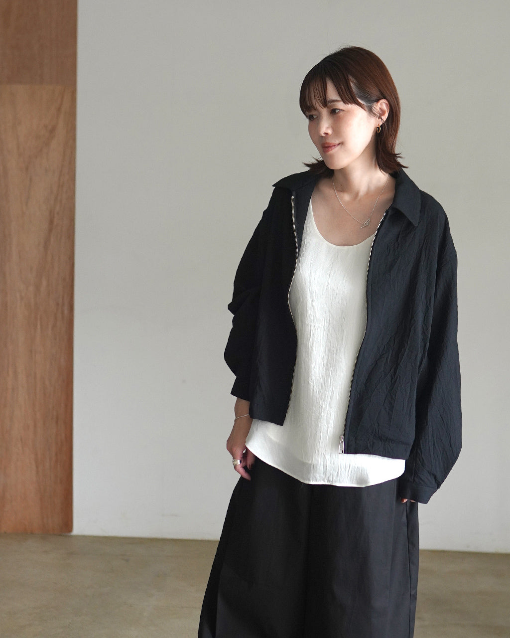 Wool like zip up blouson BL01263WM