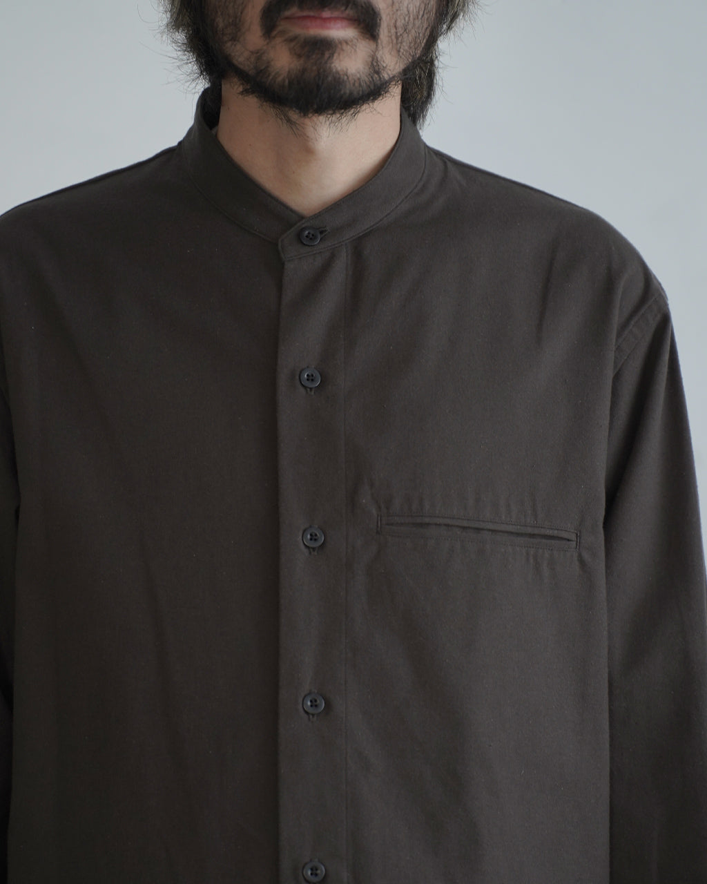Silk nep band collar shirt SH02263