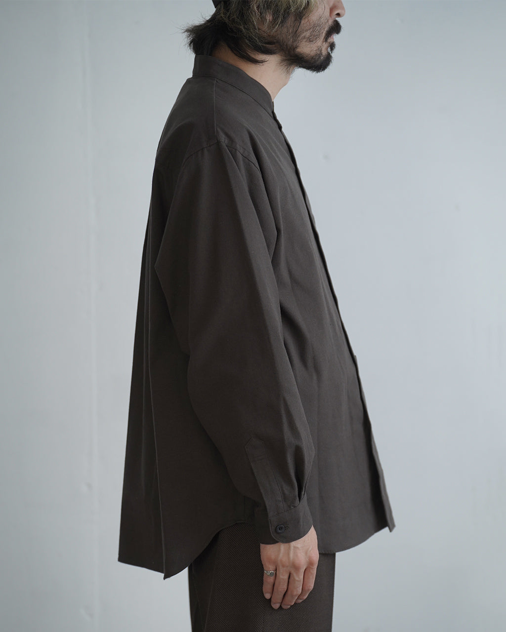 Silk nep band collar shirt SH02263