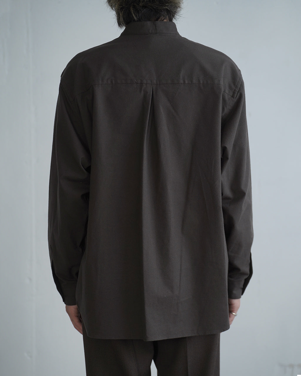 Silk nep band collar shirt SH02263