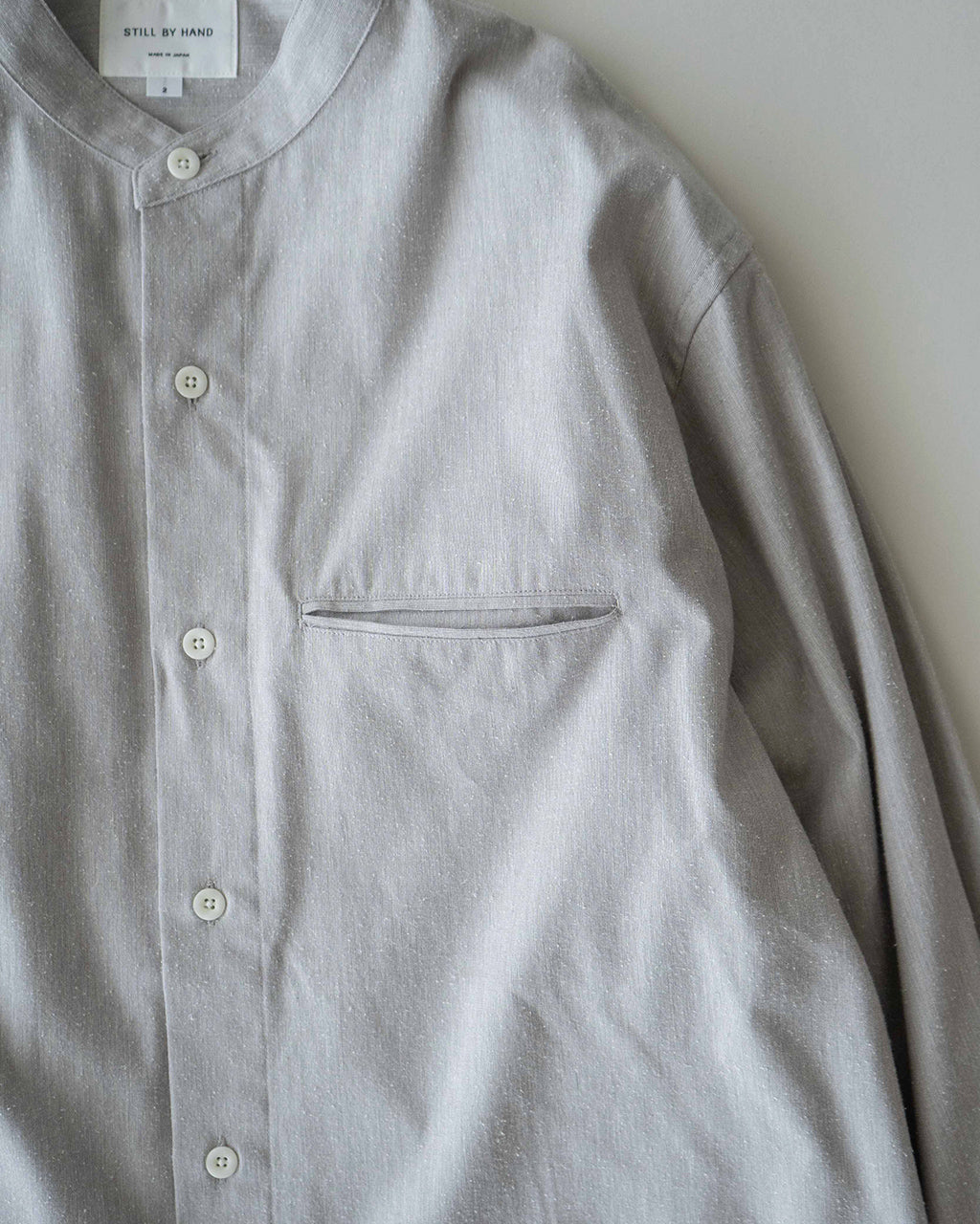 Silk nep band collar shirt SH02263