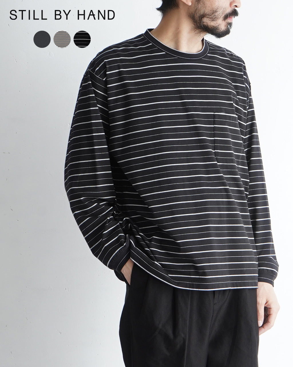 【SALE!40%OFF】ボーダー ロングスリーブ Tシャツ STRIPED LONG SLEEVE ポケット ストライプ ロンT カットソー CS02251