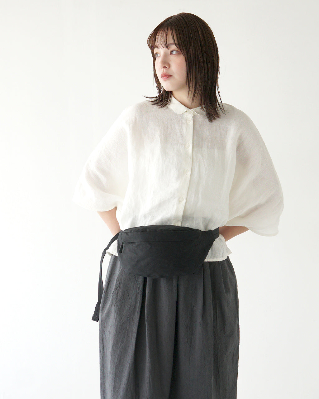 【SALE!40%OFF】ウエストバッグ リネン×和紙 WAIST BAG ボディバッグ サコッシュ ショルダー コンパクト 鞄 GD04251