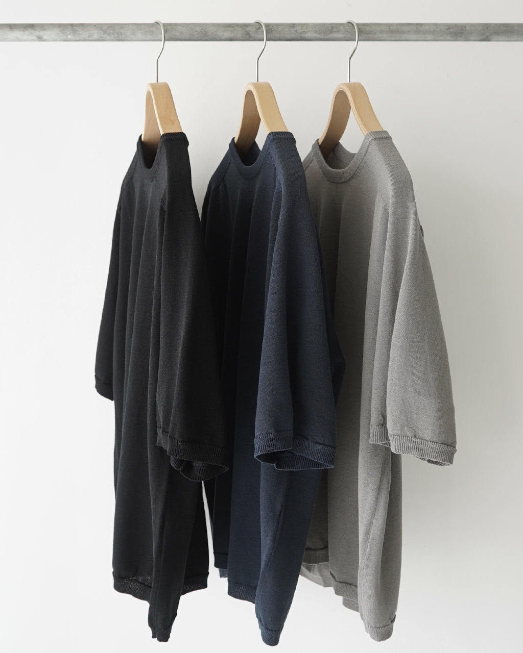 【SALE!30%OFF】半袖ニットTシャツ 5分袖 コットン リネン トップス Half sleeve knit t-shirt KN02251