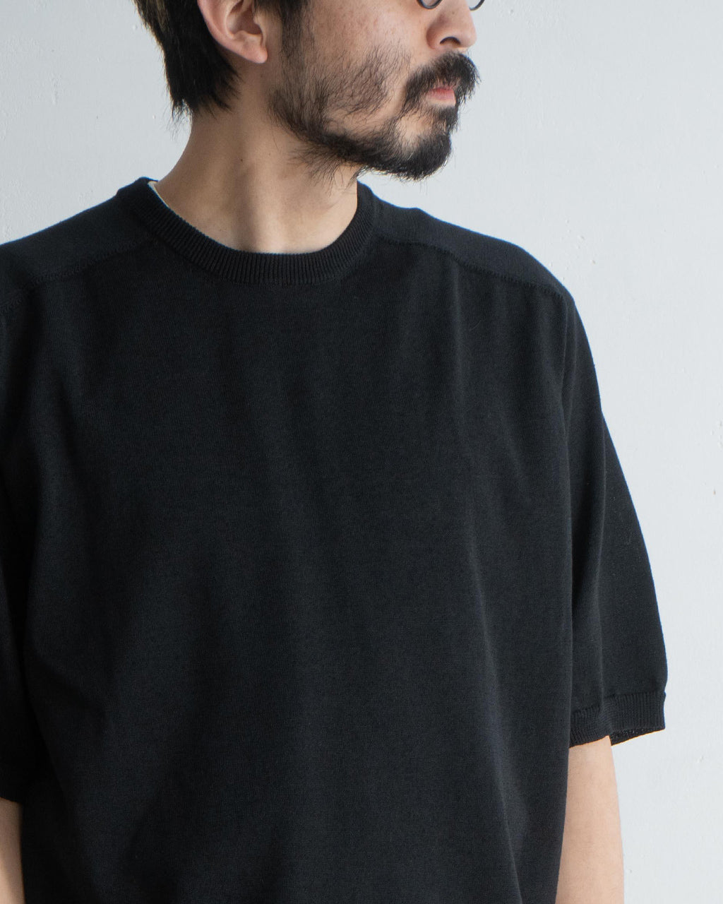 【SALE!30%OFF】半袖ニットTシャツ 5分袖 コットン リネン トップス Half sleeve knit t-shirt KN02251