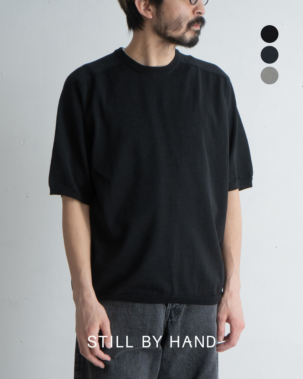 【SALE!30%OFF】半袖ニットTシャツ 5分袖 コットン リネン トップス Half sleeve knit t-shirt KN02251