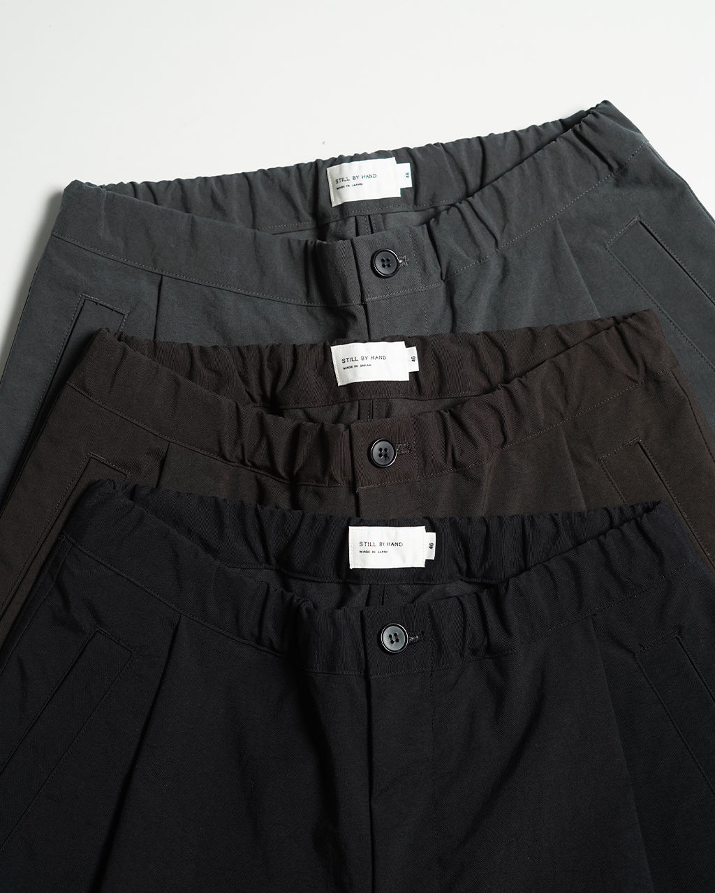 STILL BY HAND 스틸 바이 핸드 테이퍼드 팬츠 이지 슬랙스 이지 팬츠 탁 PANTS PT06244【무료우송】