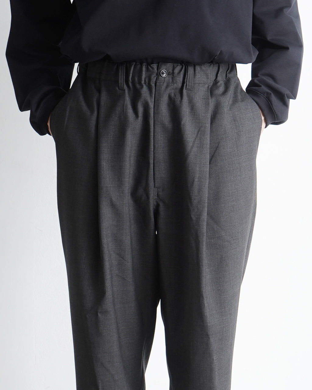 【SALE!20%OFF】サマーウール ワイドパンツ フルレングス ボトムス Summer wool wide pants PT06251 高級素材 テーパード クロップド丈 イージーパンツ