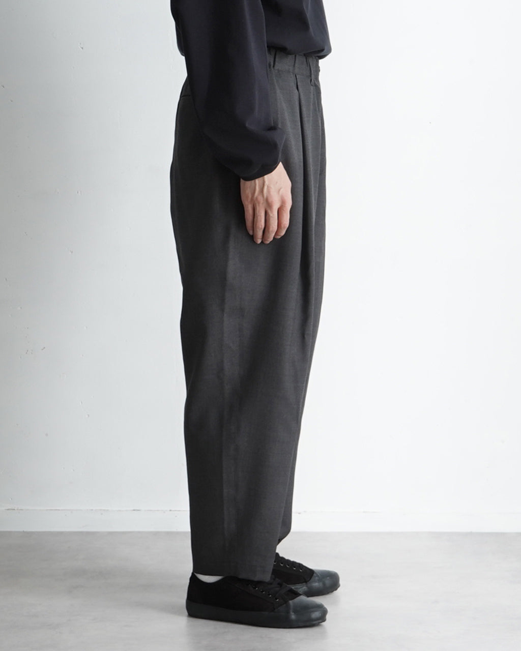 【SALE!20%OFF】サマーウール ワイドパンツ フルレングス ボトムス Summer wool wide pants PT06251 高級素材 テーパード クロップド丈 イージーパンツ