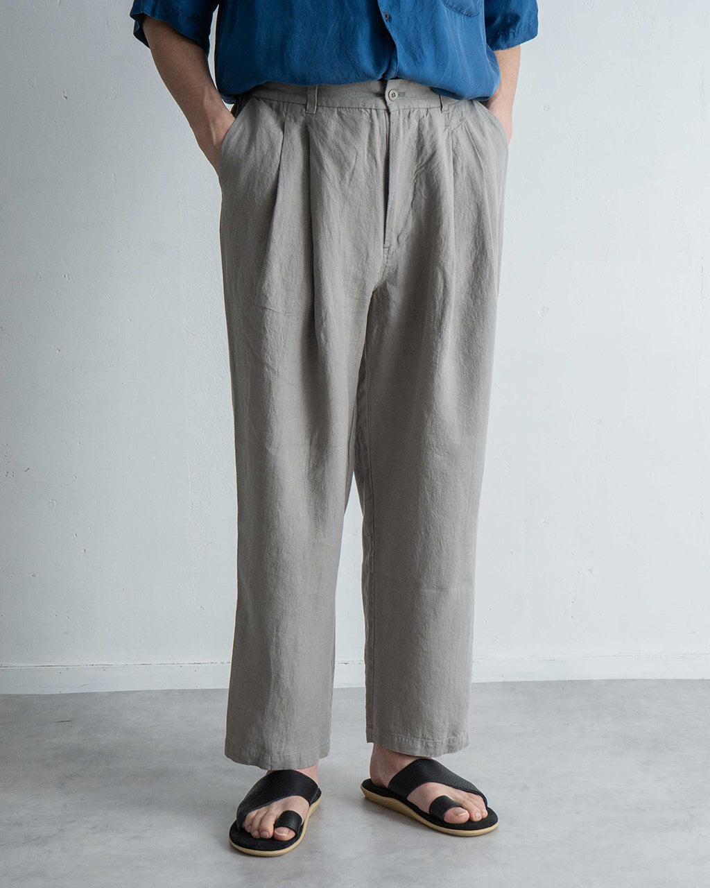 【SALE!20%OFF】2タック ワイドテーパード パンツ リネン PT07252