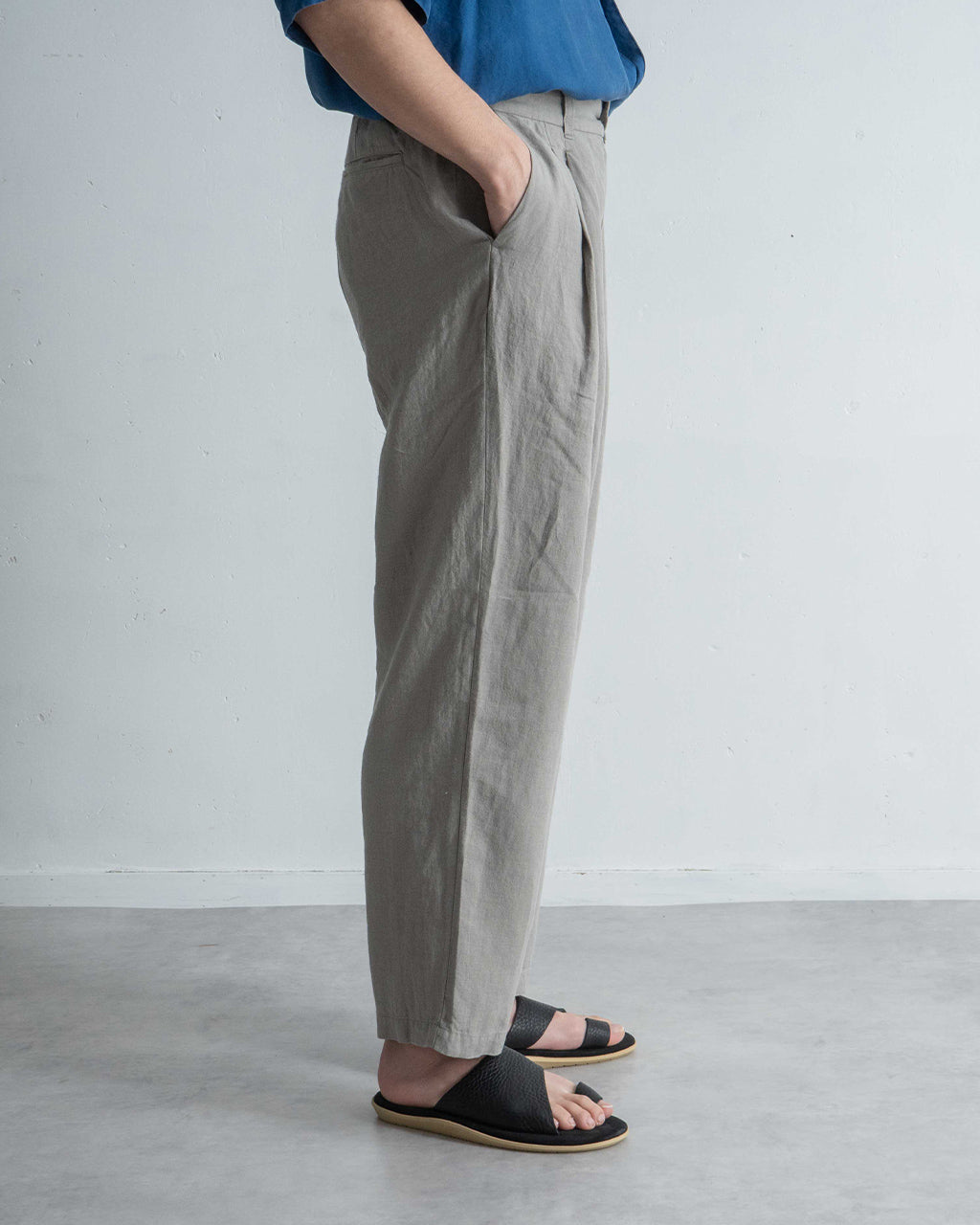【SALE!20%OFF】2タック ワイドテーパード パンツ リネン PT07252