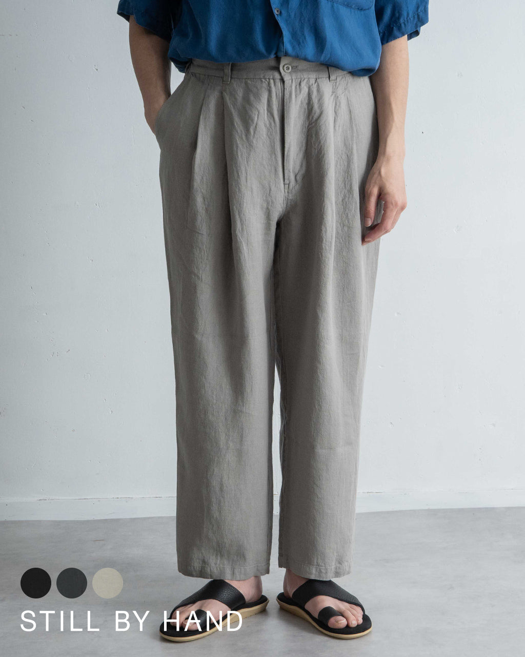 【SALE!20%OFF】2タック ワイドテーパード パンツ リネン PT07252