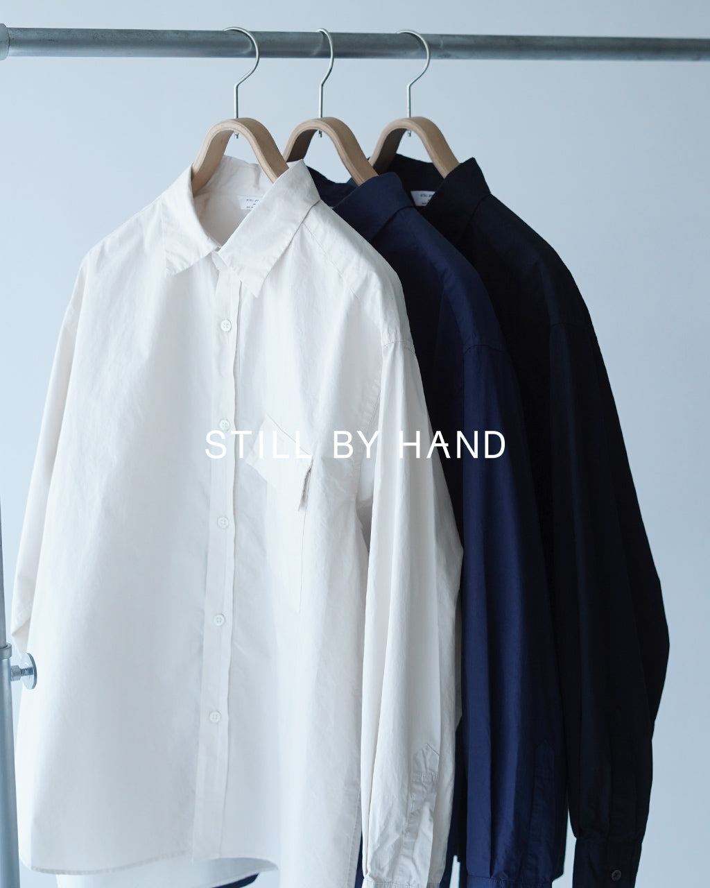 STILL BY HAND 스틸 바이 핸드 셔츠 오버사이즈 제품 염색 레귤러 칼라 SH01244【무료우송】