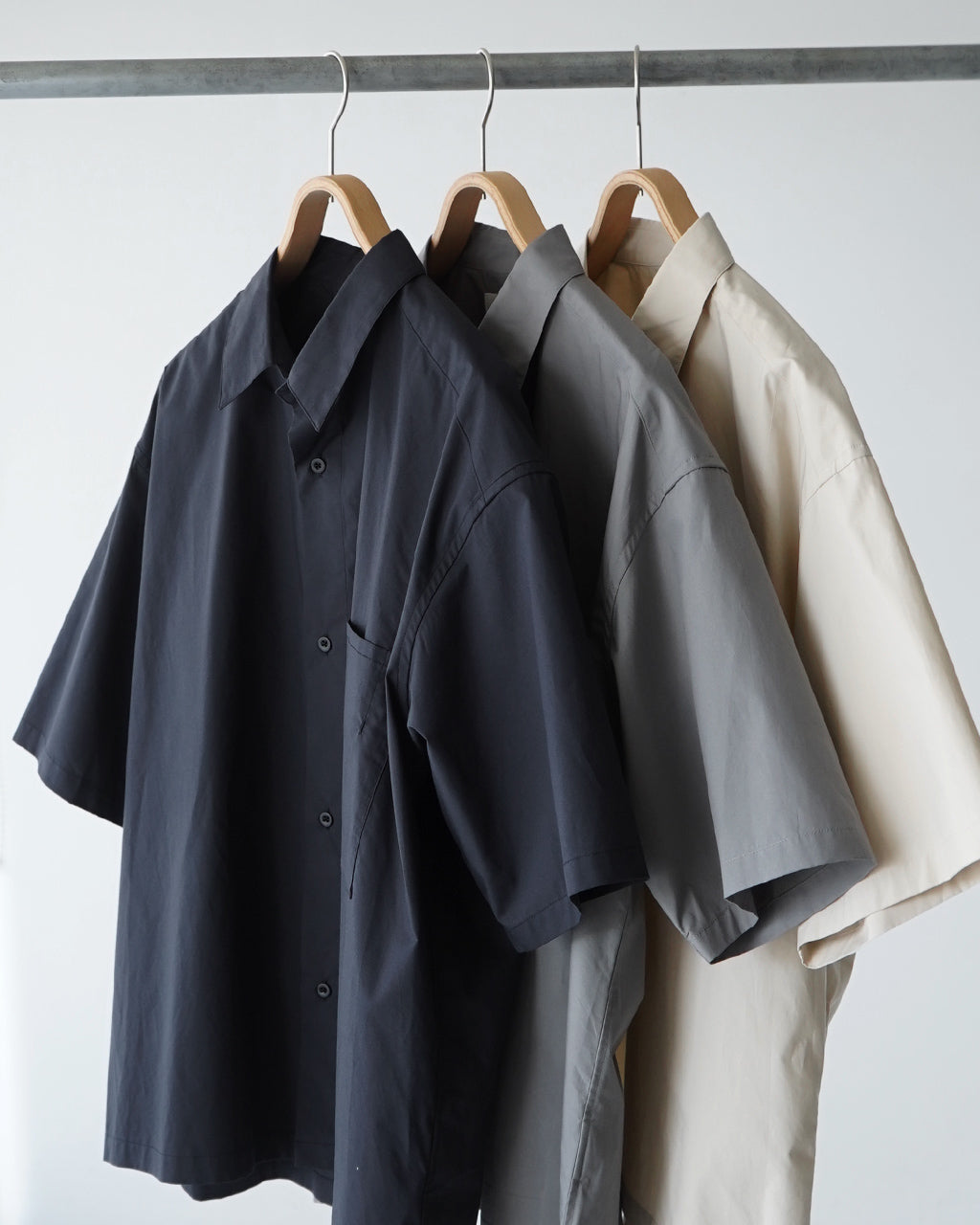 【SALE!20%OFF】シルク コットン 半袖シャツ Silk mixed shirt レギュラーカラー オーバーサイズ オーガニック超長綿 タイプライター生地 羽織 SH01251