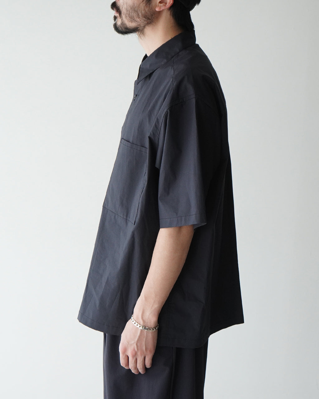 【SALE!20%OFF】シルク コットン 半袖シャツ Silk mixed shirt レギュラーカラー オーバーサイズ オーガニック超長綿 タイプライター生地 羽織 SH01251