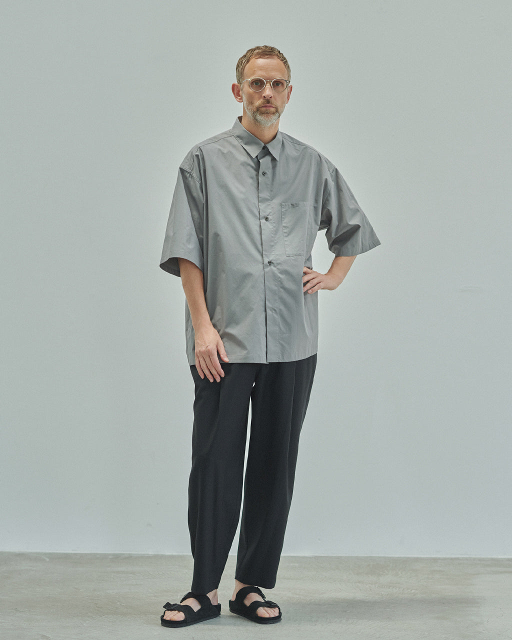 【SALE!20%OFF】シルク コットン 半袖シャツ Silk mixed shirt レギュラーカラー オーバーサイズ オーガニック超長綿 タイプライター生地 羽織 SH01251