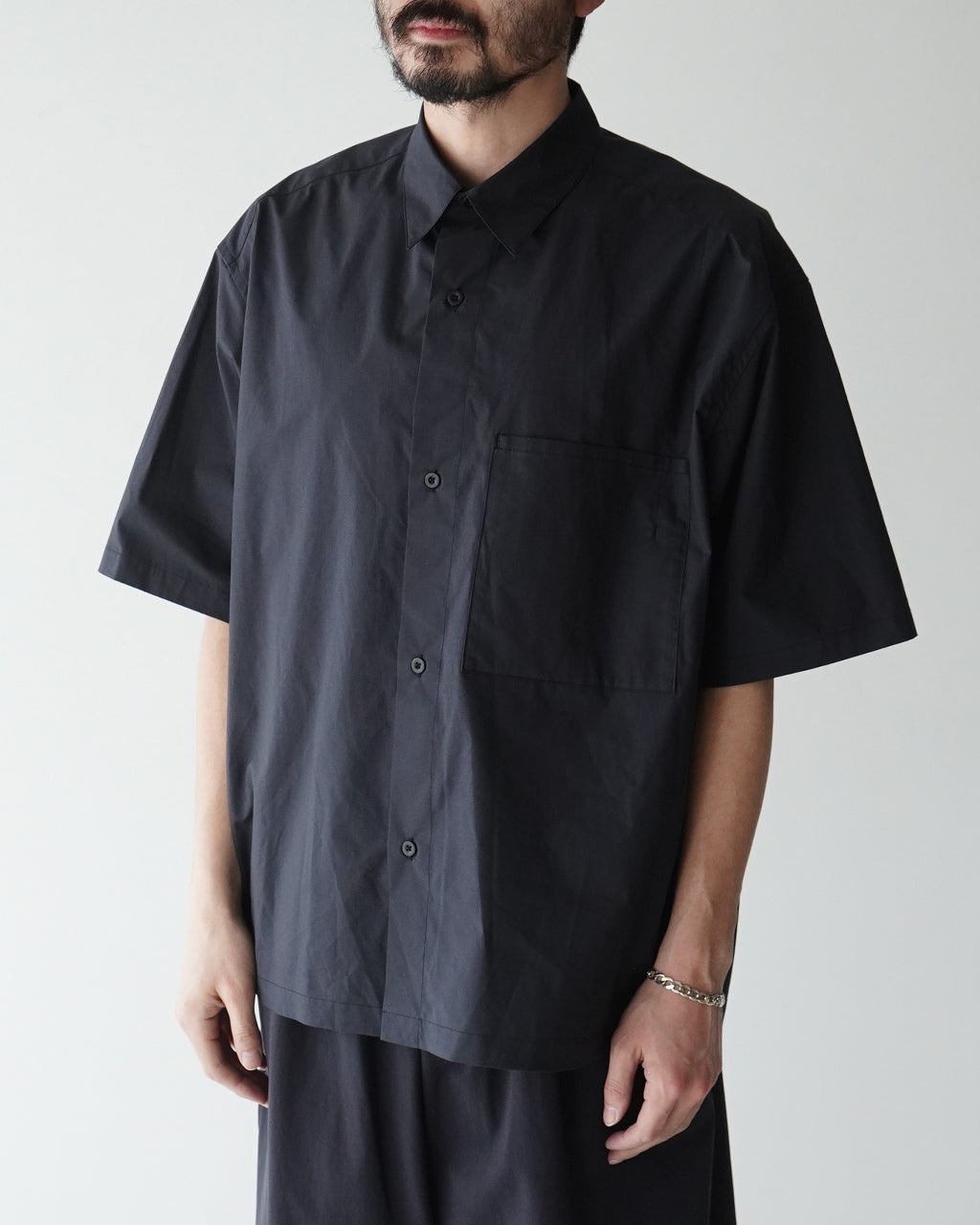 【SALE!20%OFF】シルク コットン 半袖シャツ Silk mixed shirt レギュラーカラー オーバーサイズ オーガニック超長綿 タイプライター生地 羽織 SH01251