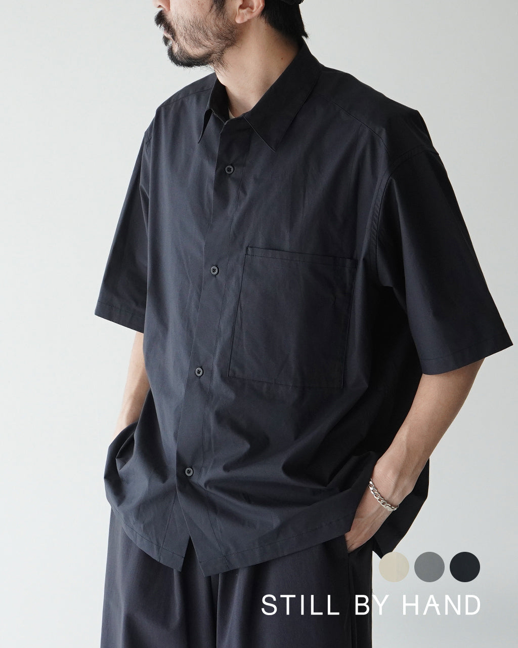 【SALE!20%OFF】シルク コットン 半袖シャツ Silk mixed shirt レギュラーカラー オーバーサイズ オーガニック超長綿 タイプライター生地 羽織 SH01251