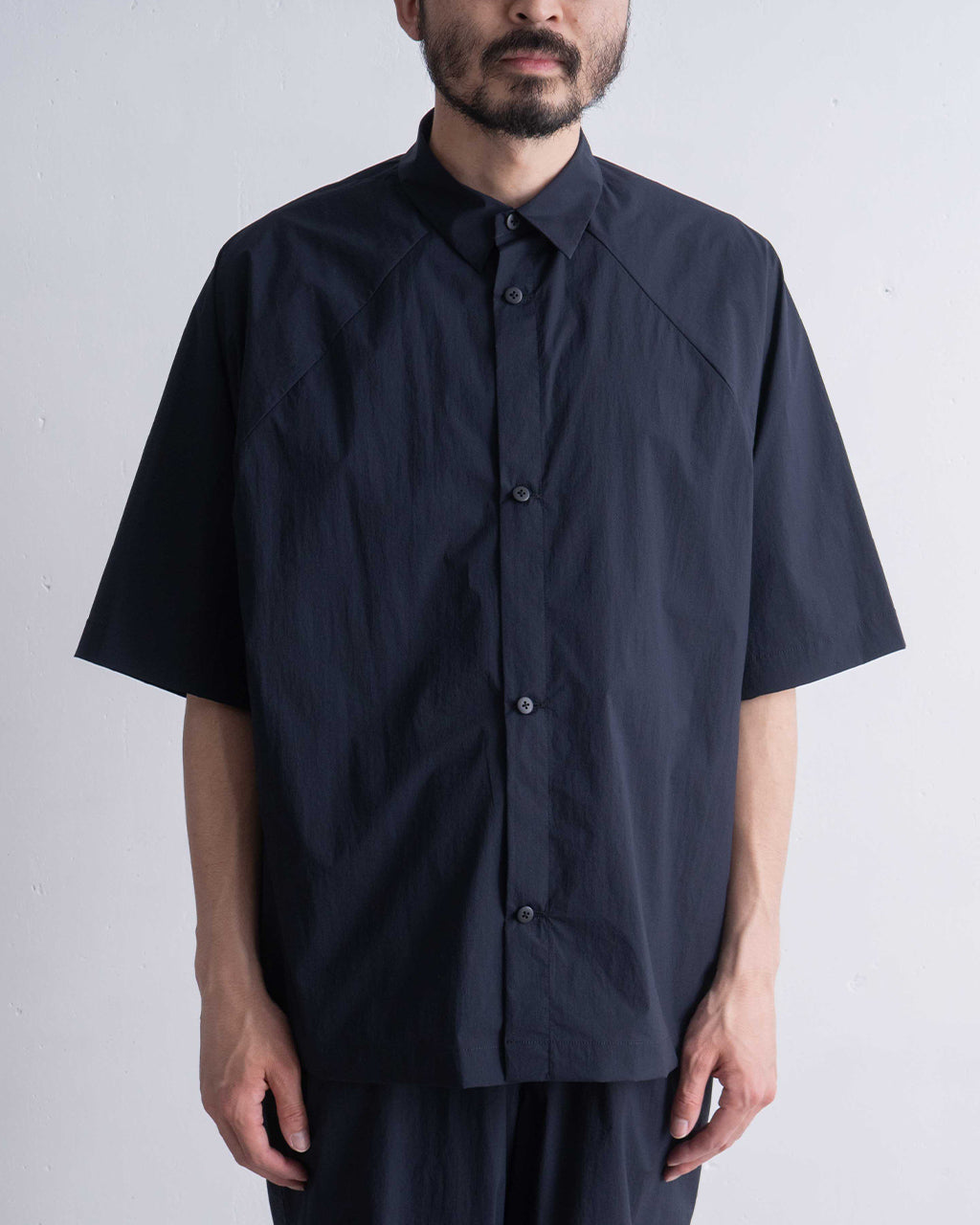 【SALE!20%OFF】変形ラグランスリーブ 半袖 シャツ ナイロン 軽量 セットアップ可 SH01252