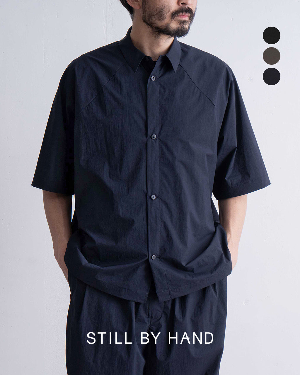 【SALE!20%OFF】変形ラグランスリーブ 半袖 シャツ ナイロン 軽量 セットアップ可 SH01252