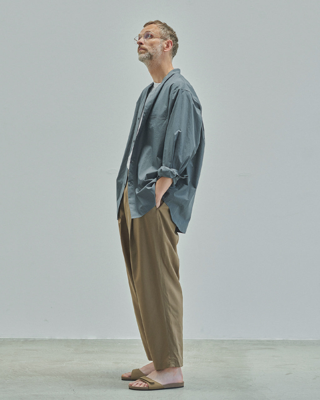 【SALE!30%OFF】リネンミックス バンドカラーシャツ LINEN MIXED BAND COLLAR SHIRT SH02251