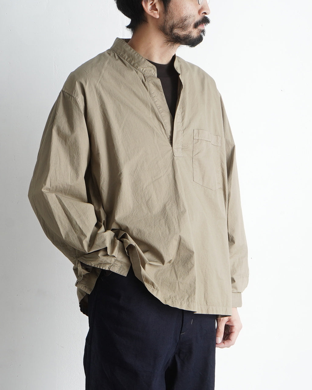 【SALE!30%OFF】スキッパーシャツ Garment-dye over shirt ガーメントダイ オーバーサイズ プルオーバー コットン 上質シャツ SH03251