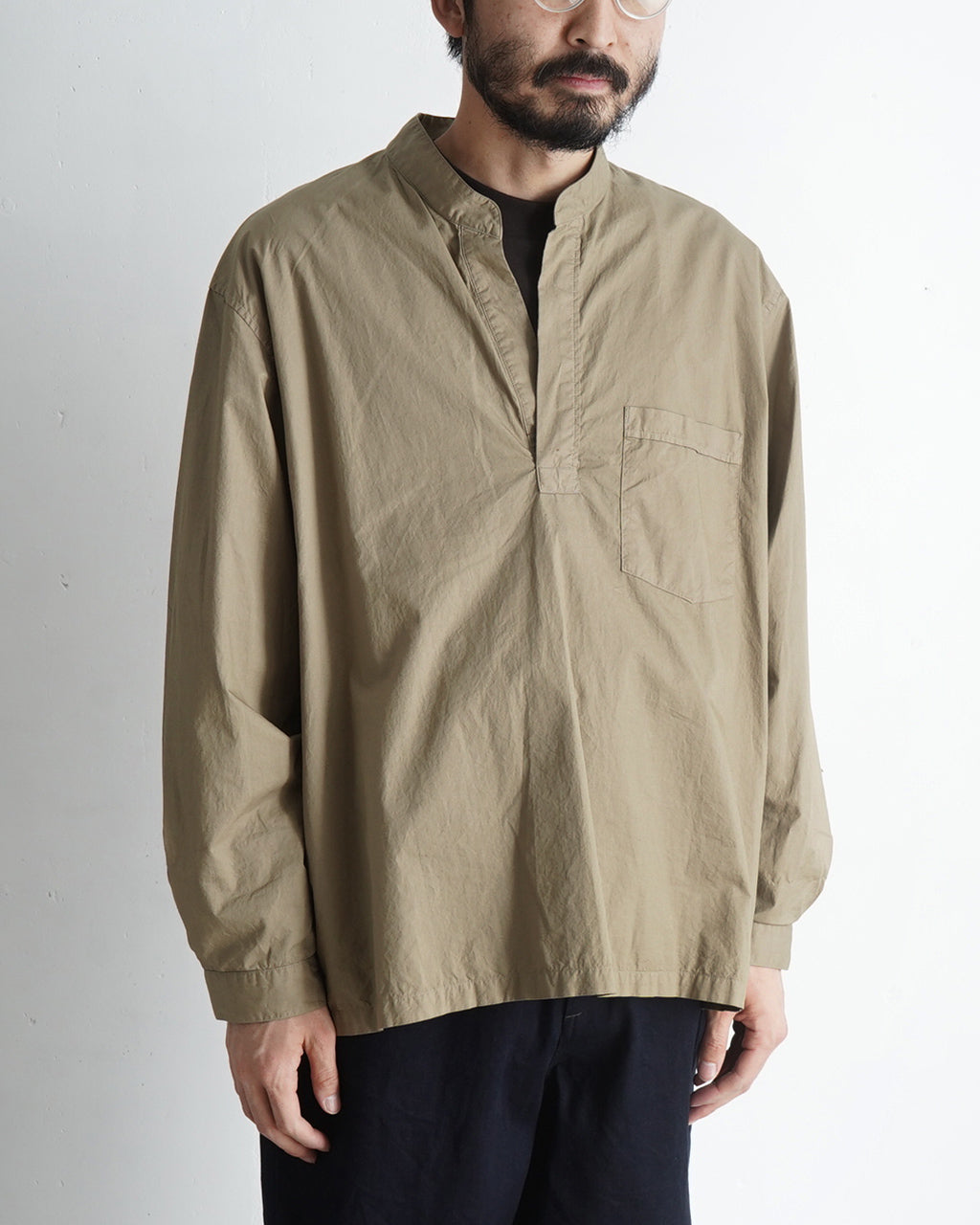 【SALE!30%OFF】スキッパーシャツ Garment-dye over shirt ガーメントダイ オーバーサイズ プルオーバー コットン 上質シャツ SH03251