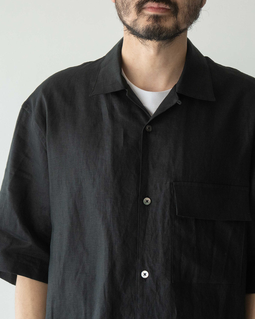 【SALE!20%OFF】オープンカラーシャツ フレンチリネン 半袖 羽織り SH03252