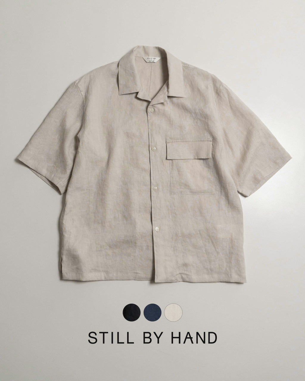 STILL BY HAND スティルバイハンド オープンカラーシャツ フレンチリネン 半袖 羽織り SH03252【送料無料】