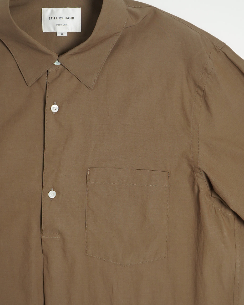 【SALE!40%OFF】キュプラ コットン プルオーバーシャツ Cupro mixed pullover shirt レギュラーカラー 長袖 SH05251