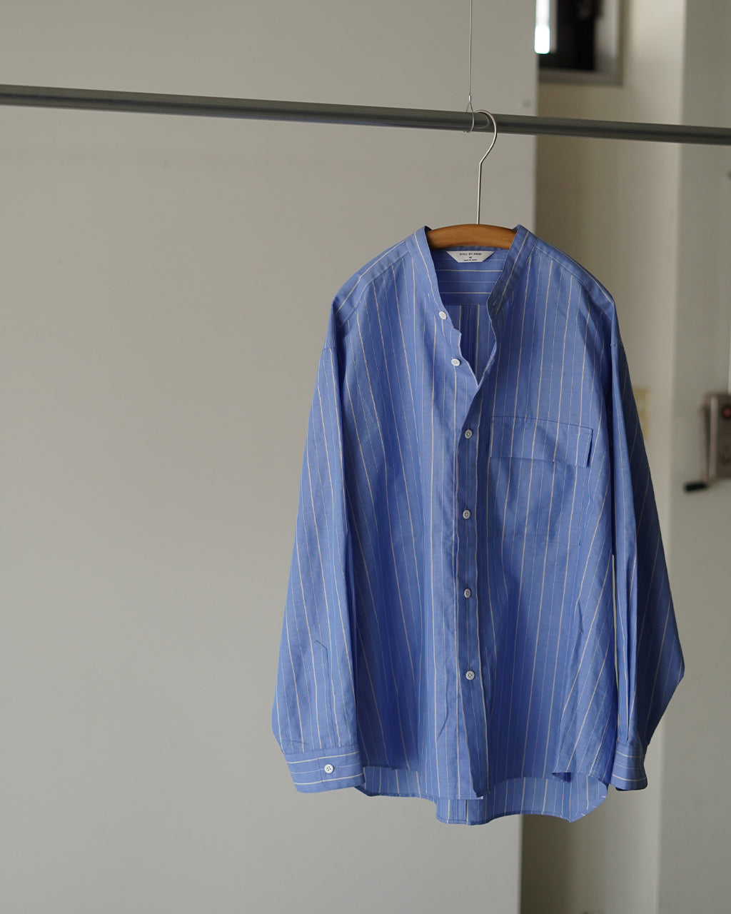 Cotton/ramie band collar shirt SH09261