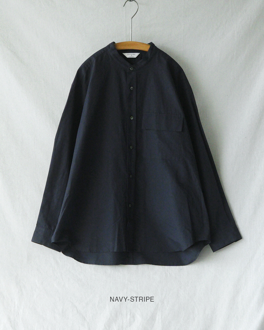 Cotton/ramie band collar shirt SH09261