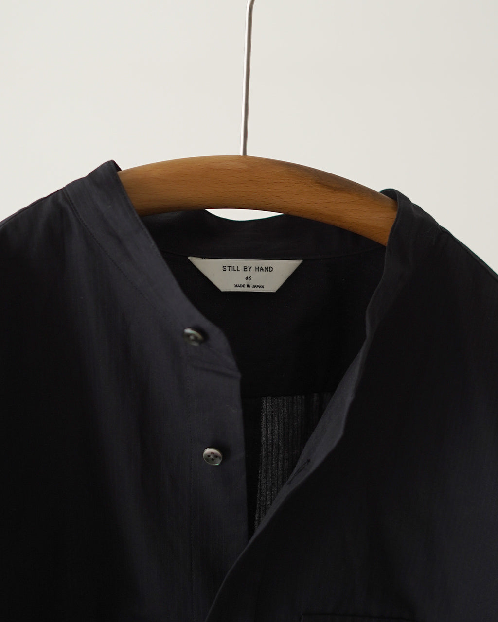 Cotton/ramie band collar shirt SH09261