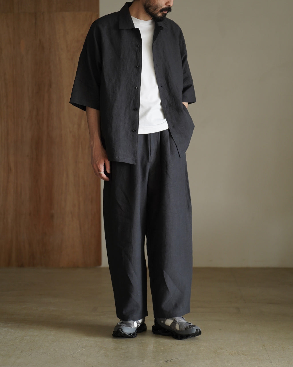 Linen open collar shirt SH03262