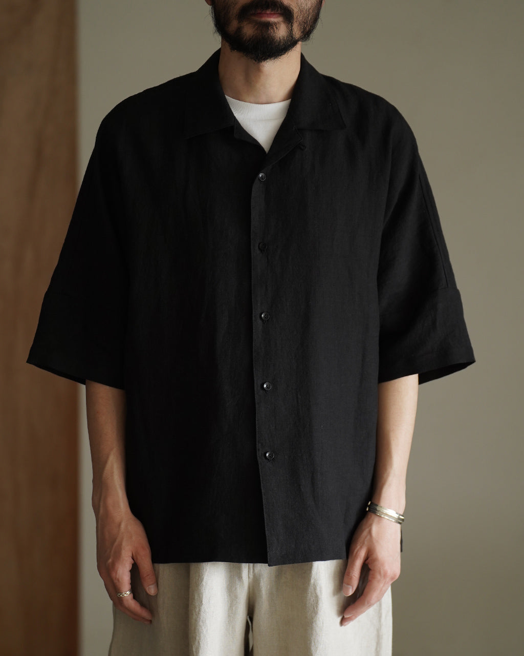 Linen open collar shirt SH03262