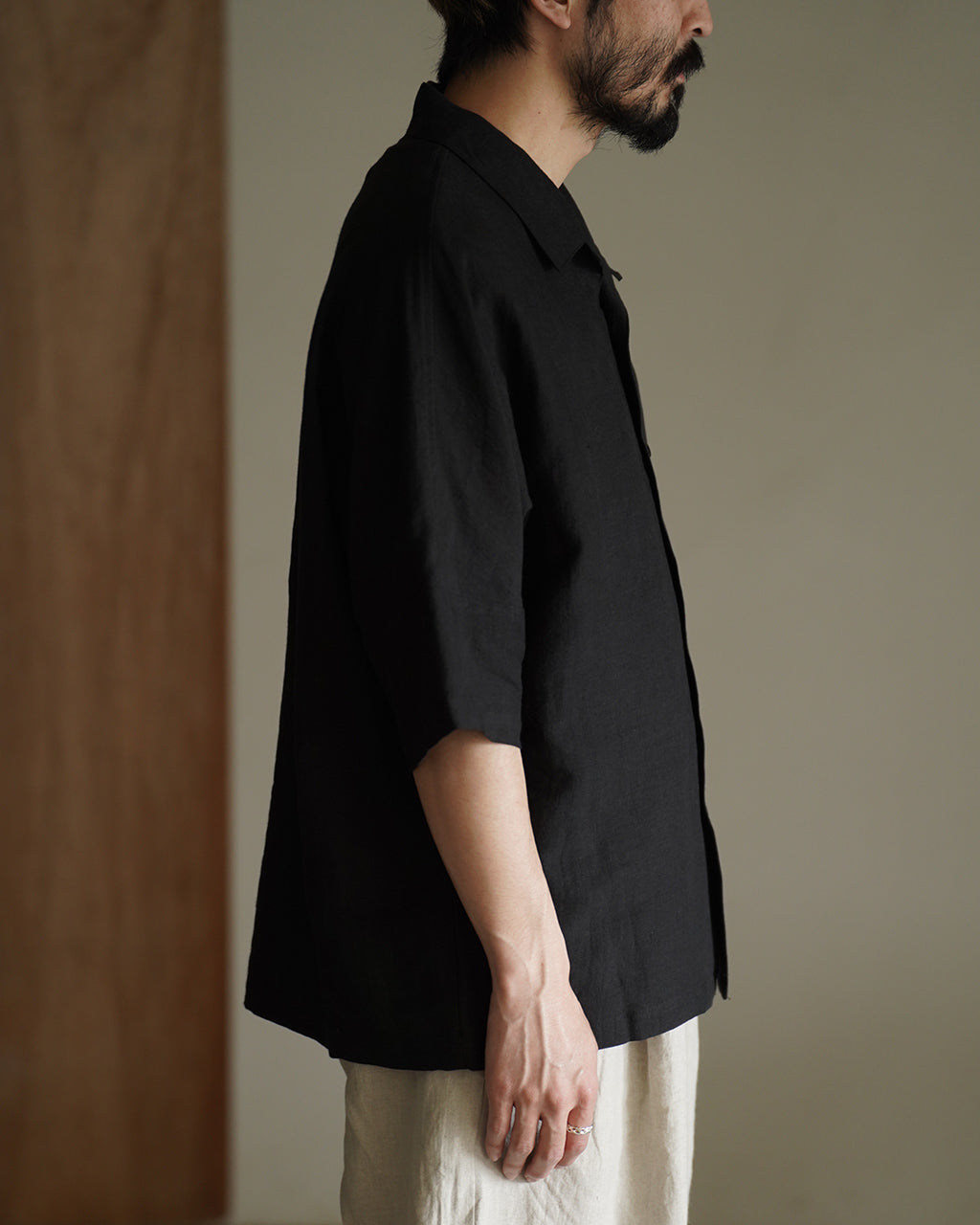 Linen open collar shirt SH03262