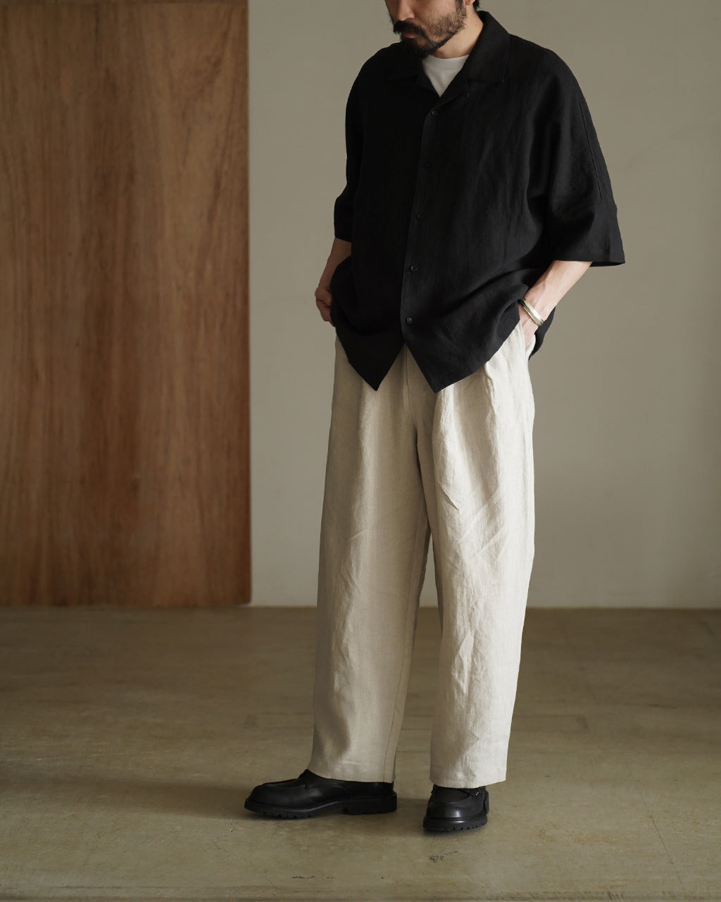 Linen open collar shirt SH03262