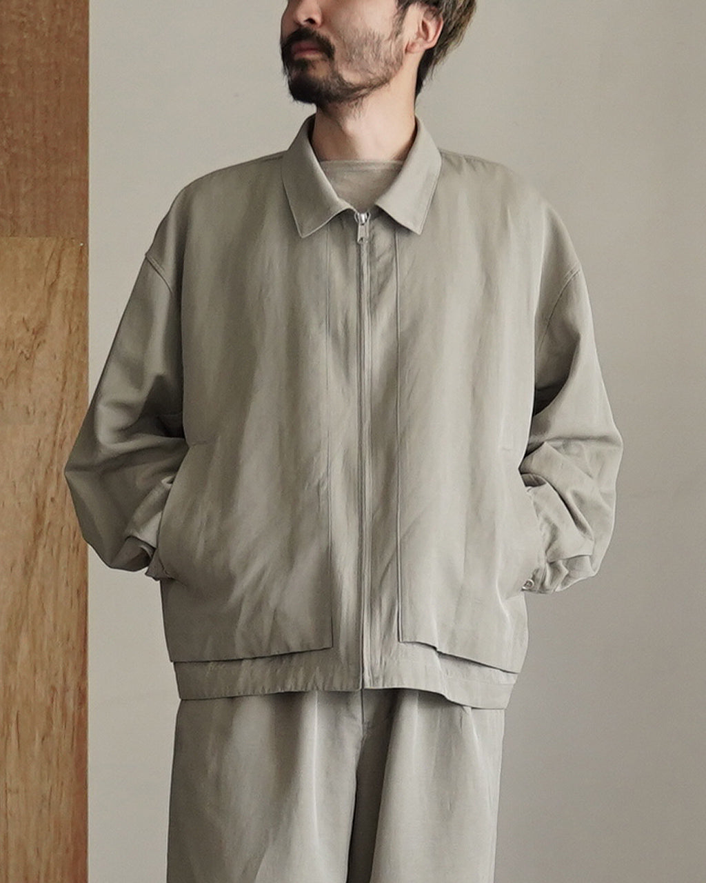 Pigment print zip up blouson BL05261
