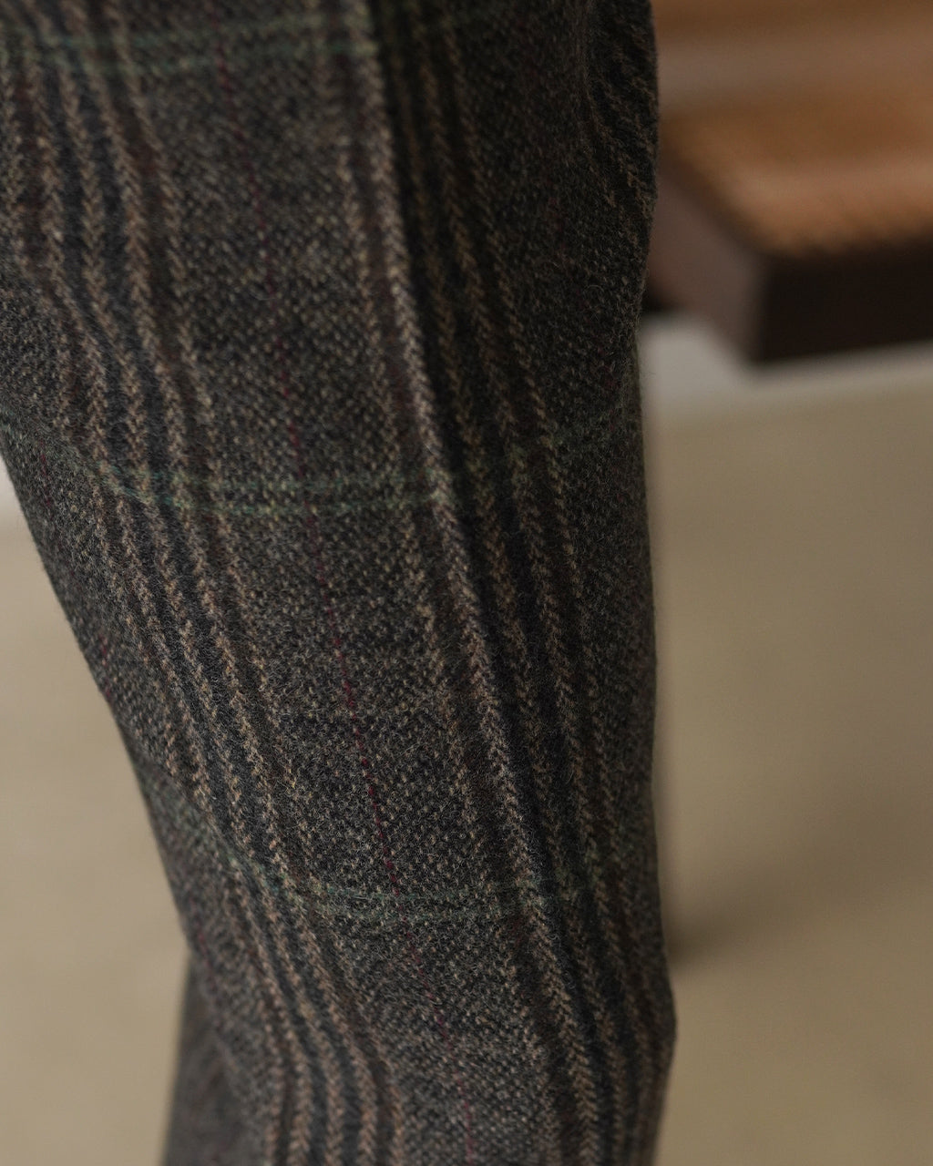 BRITISH WOOL CHECKED TROUSERS 26AMSPA03