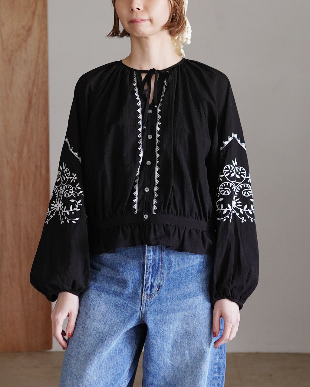 THE SHINZONE シンゾーン EMBROIDERED BLOUSE 刺繍ブラウス シャツ