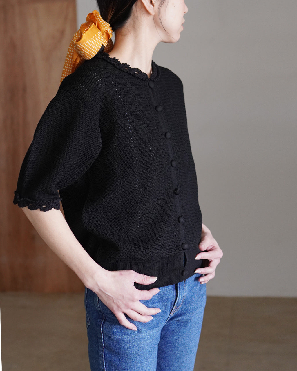 MESH LACE KNIT CARDIGAN 26SMSNI07