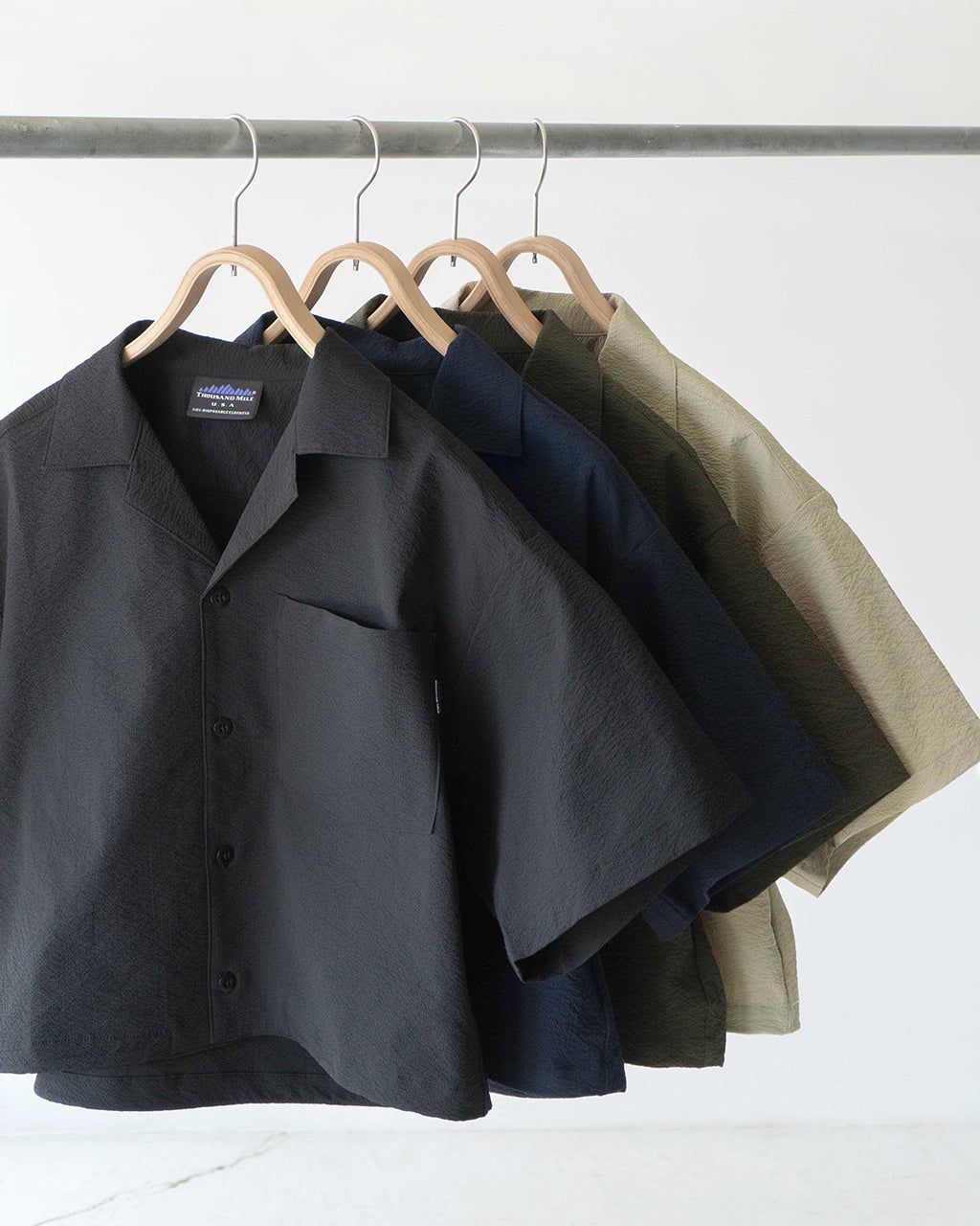 THOUSAND MILE サウザンドマイル ショートスリーブ シャツ SHORT SLEEVE SHIRT 半袖 オープンカラー スキッパー 羽織 衿つき ストレッチ 速乾 UVカット TM251SS00132
