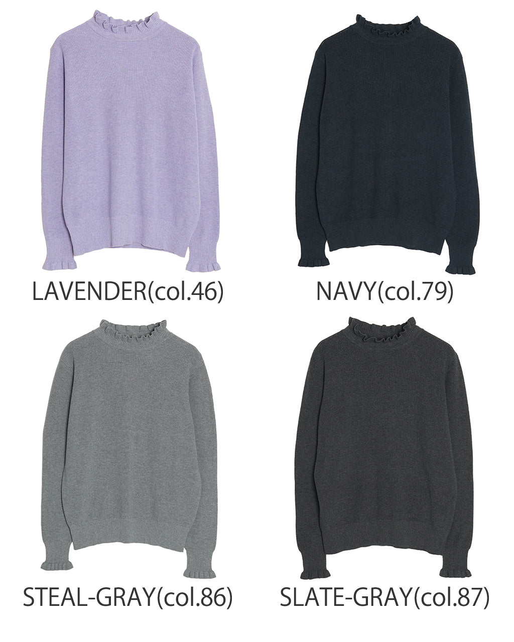 【SALE!20%OFF】tumugu ツムグ ランダムリブニット フリル ハイネック セーター TK19303b