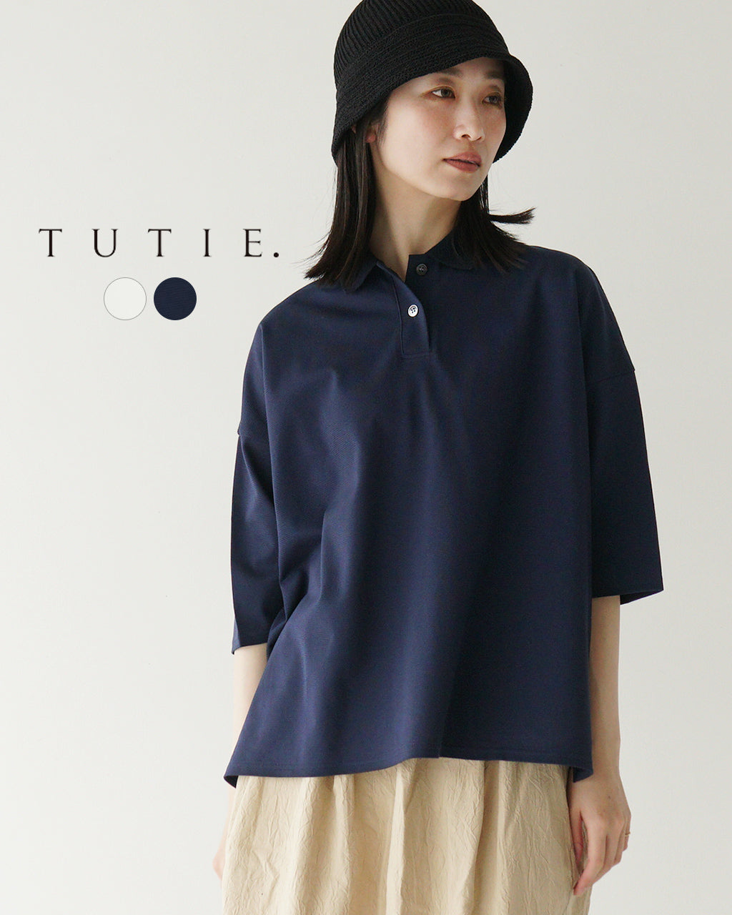 TUTIE ツチエ ニットポロ ポロシャツ コットンサーフニット ポロ衿 ワイドプルオーバー 0625PS71855【送料無料】