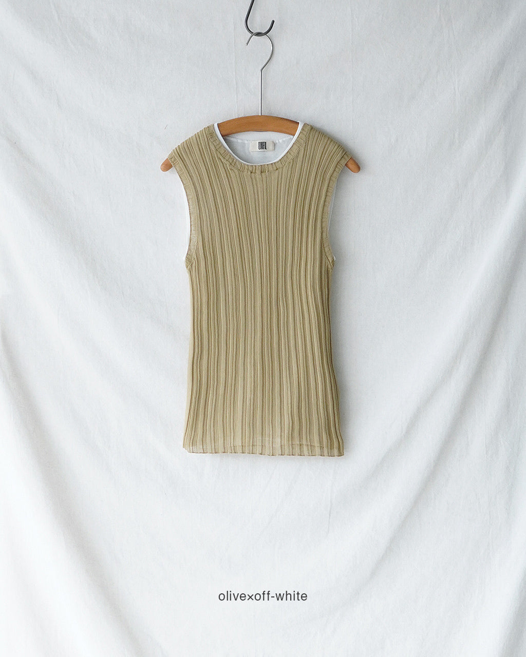 high-twisted cotton sheer knit layered sleeveless top WXSP-UW138