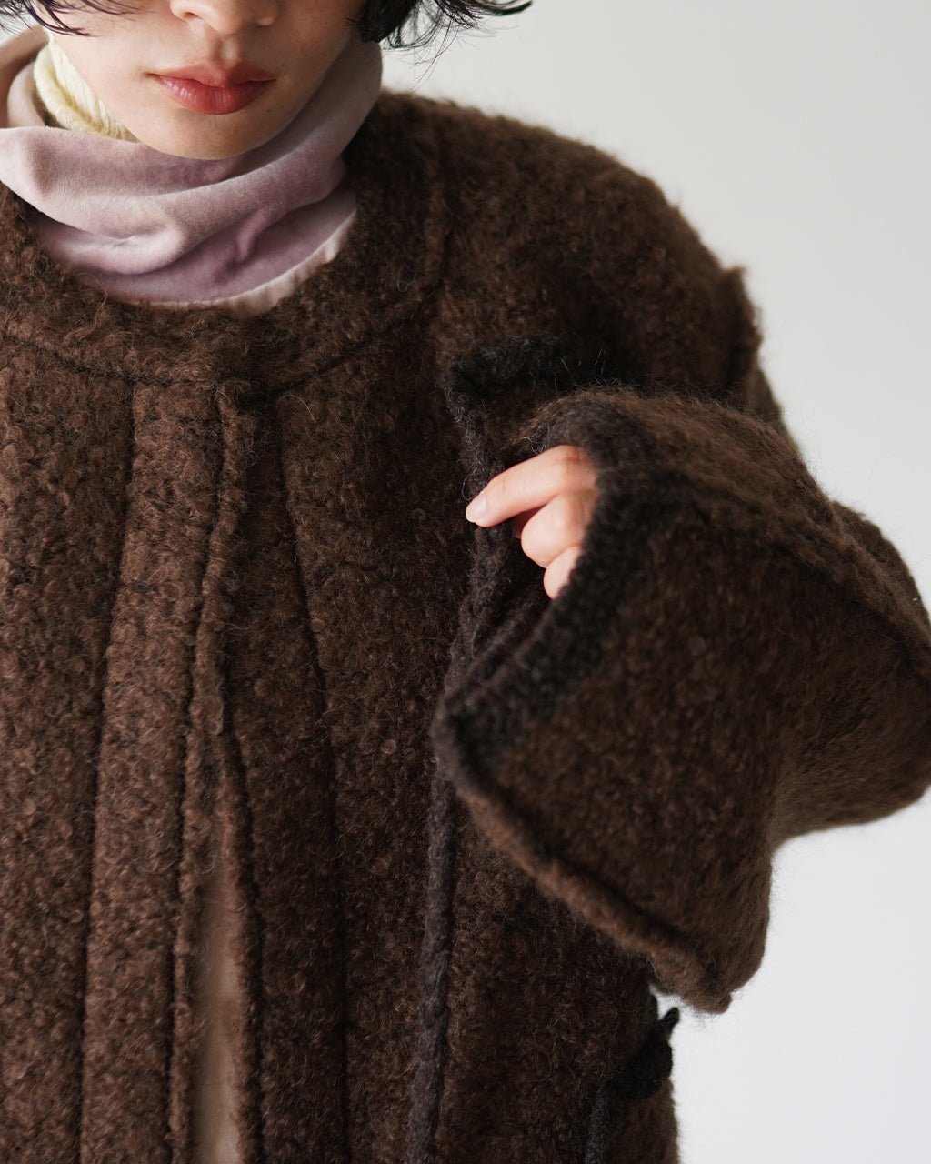 mohair & shetland wool jumbo loop-knit jacket WXFL-UW136