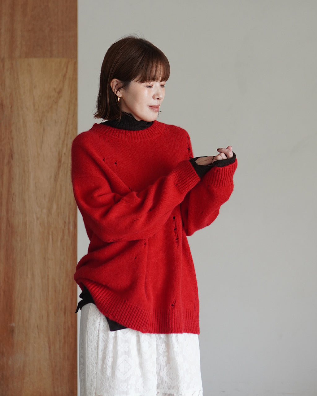 royal baby alpaca damage pattern-knit P/O WXFL-UW130