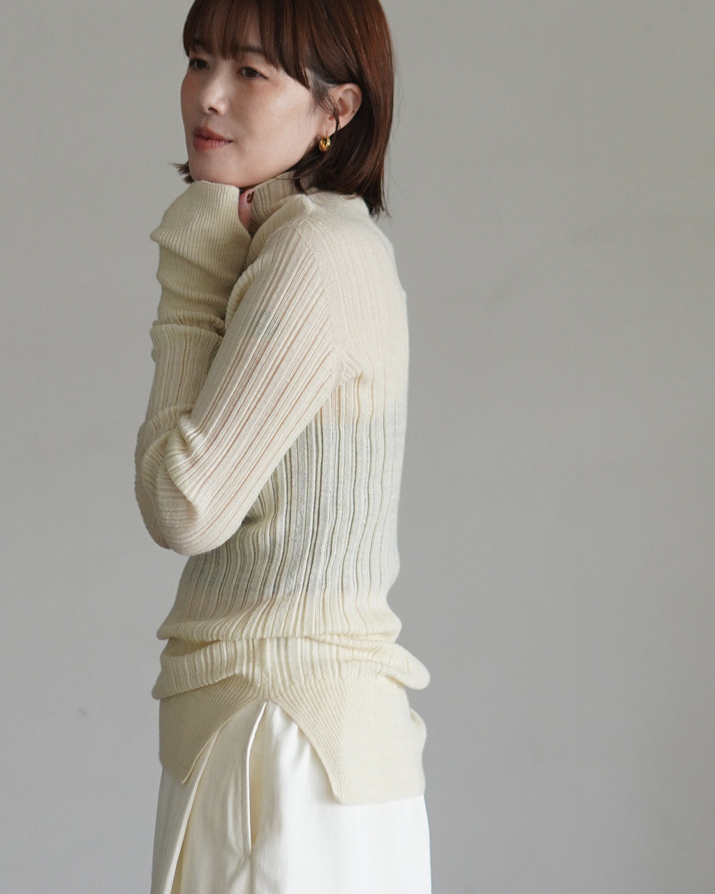 UNFIL アンフィル royal baby alpaca random ribbed-knit high-neck P