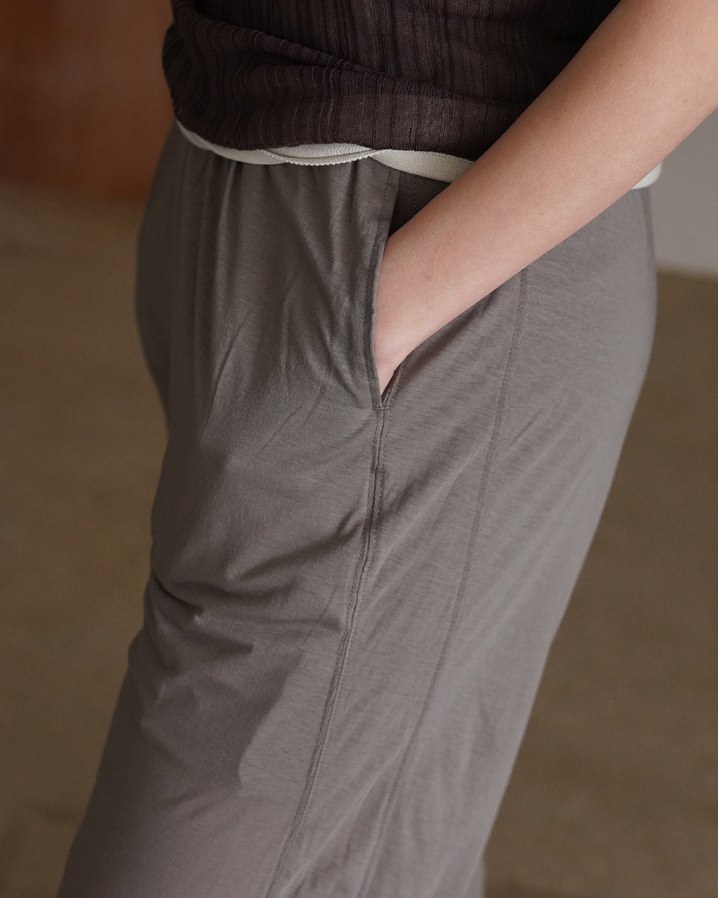 twisted cotton sheer jersey wide pants WXSP-UW123