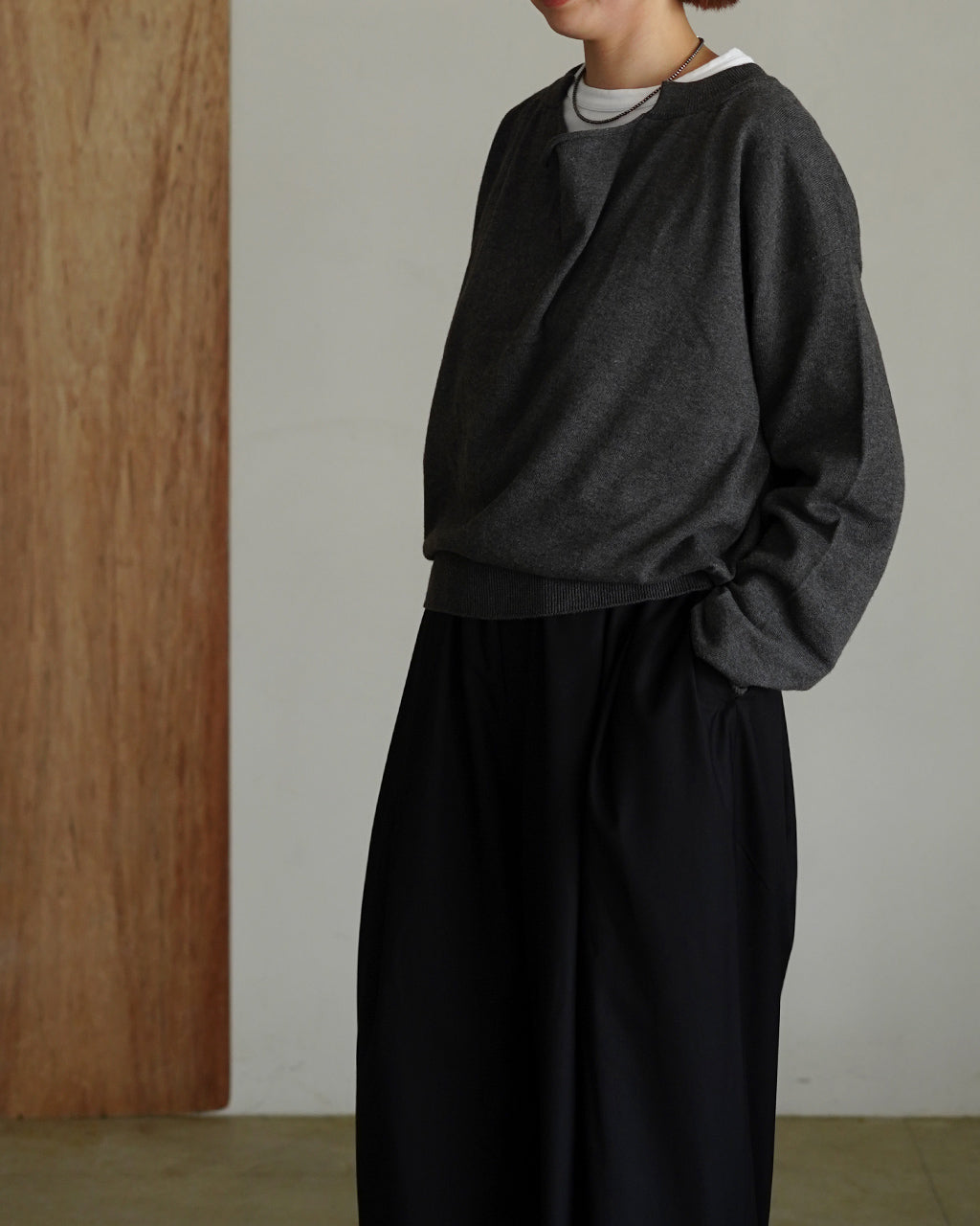 SOFT YAK & COTTON DRAPED-FRONT KNIT P/O WXSP-UW107